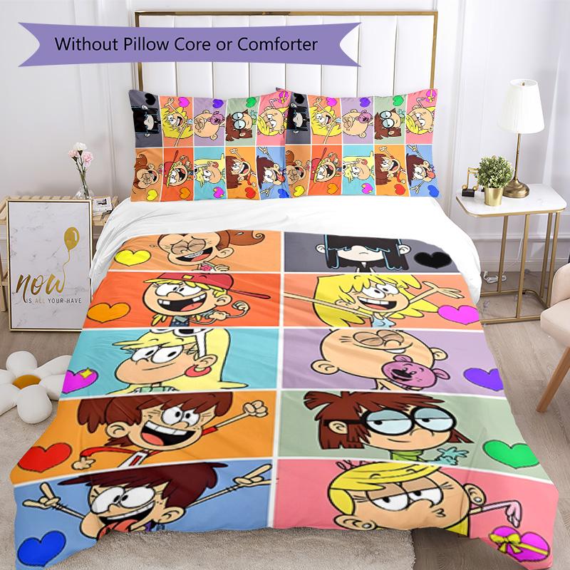 Loud House 3pcs Bedding Set Duvet Cover Closure Includes 1 Duvet Cover & 2 Pillowcases for All Seasons Bedroom Home Dorm Decor
