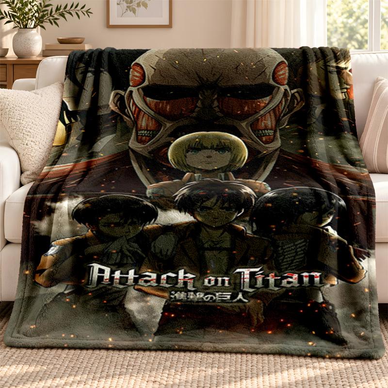 Attack on Titan blanket Flannel Blanket Soft Cozy Plush Throw for Sofa Bed Lightweight Home Decoration Outdoor camping