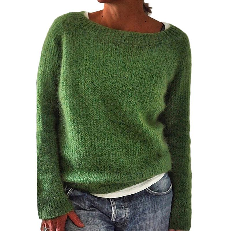 Maglione Basic a Maglia Tinta Unita con Scollo Rotondo Elegante e Versatile Lussuoso Vestibilità Rilassata Snellente e Versatile Top
