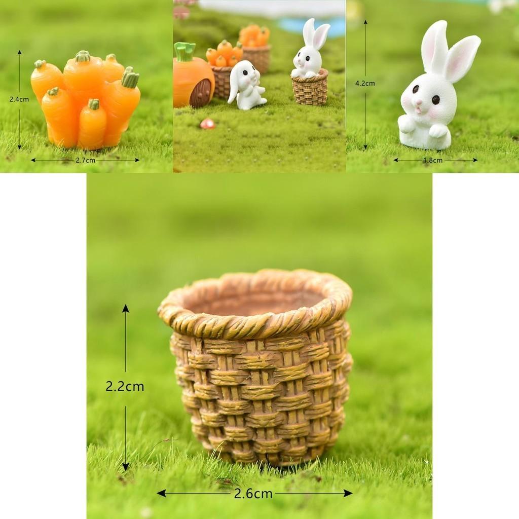 Charming Rabbit Eat Carrot Diy Resin Figurine For Exquisite Micro Landscape Decoration