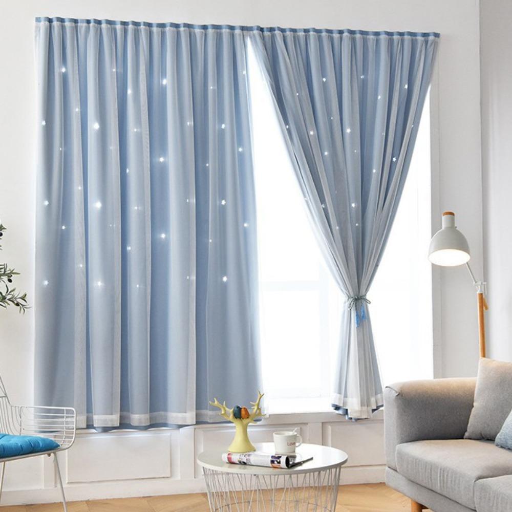 1 Pc Non-perforated Hollow Star Curtain Self-Adhesive Bedrroom Curtain Living Room Decoration