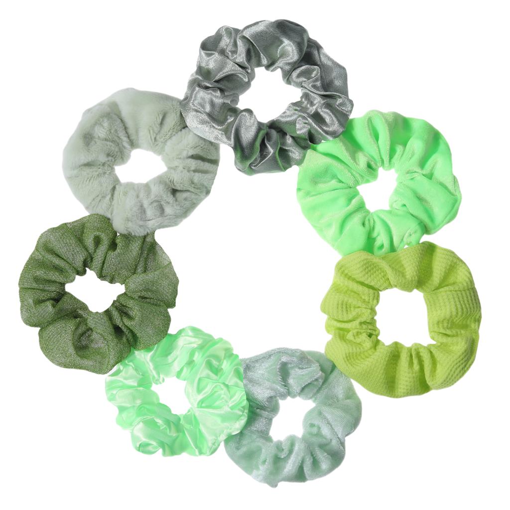 7 Stück/Set Damen Haar-Scrunchies Set Plüsch Uni für Mädchen Pferdeschwanzhalter Druck Floral Ditsy Blume Haargummis Accessoires