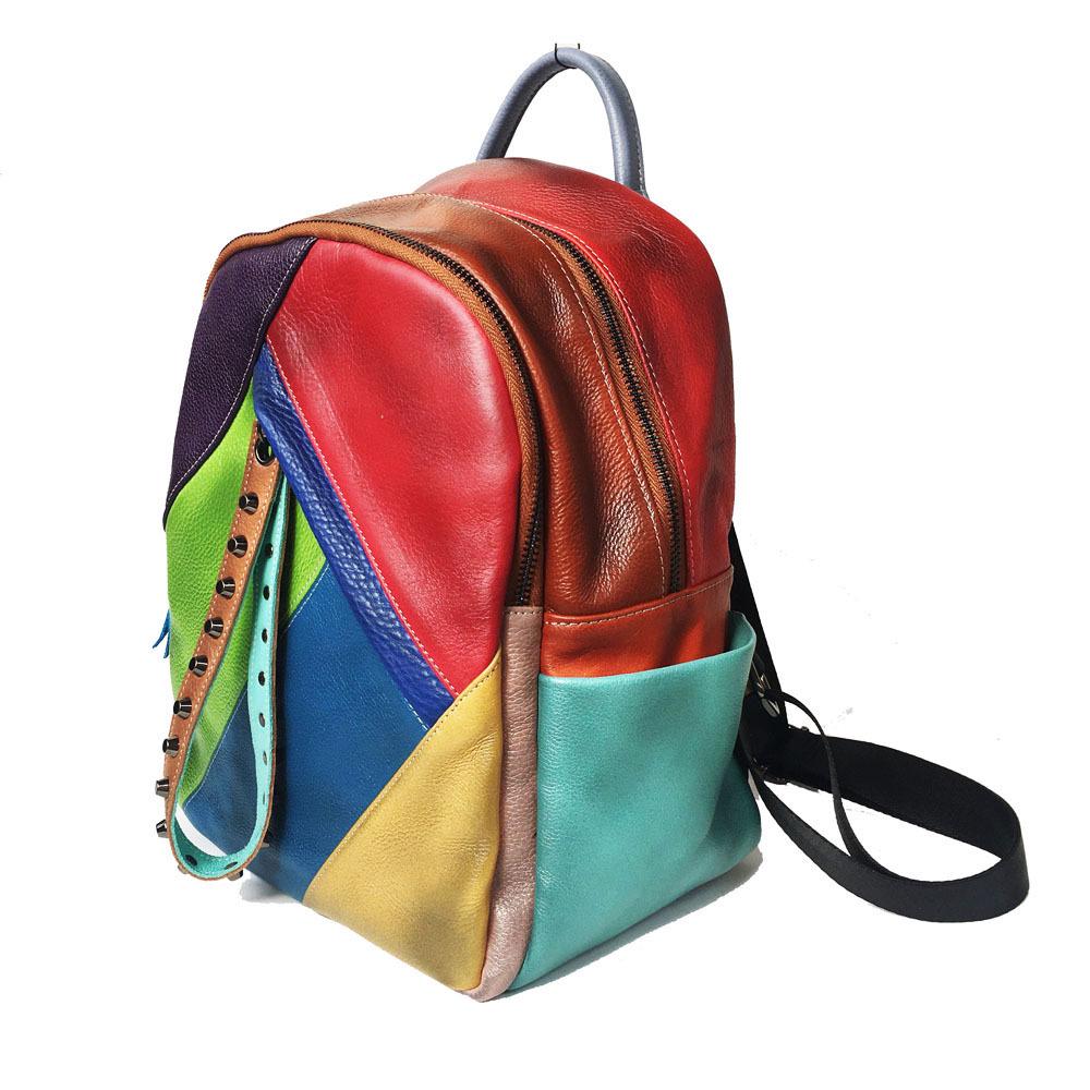 multicolor leather backpack