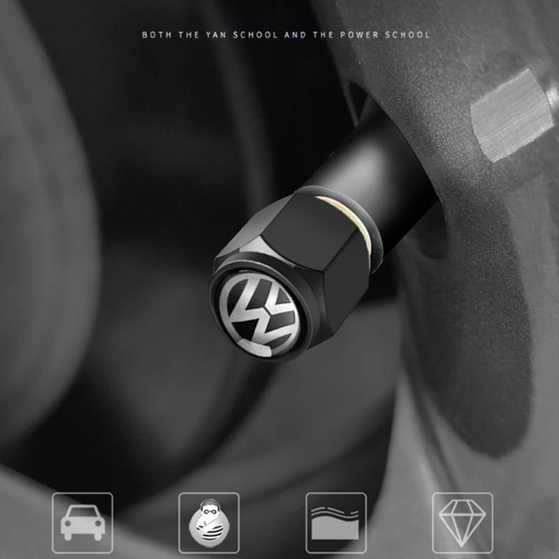 efg1 LJ-QMM For VW Volkswagen Golf Polo Passat Tiguan Jetta Car Sticker 4pcs Metal Car Wheel Tire Valve Caps Stem Covers