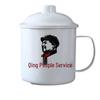 Nostalgic Enamel-Style Mug with Lid, Large Capacity, Customizable Patterns, Durable Plastic