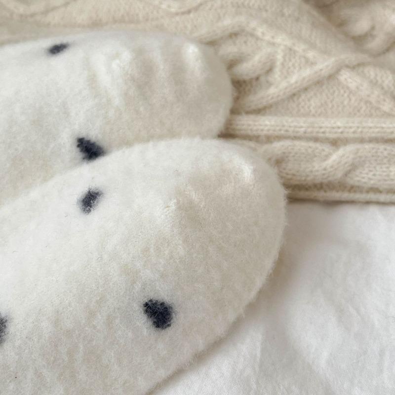 5 pairs Women Navy Bear Australian Velvet Mid Calf Socks Autumn Winter Fleece Thick Warm Heart Lace Trim Indoor Floor Socks Cozy Home Thermal Hosiery
