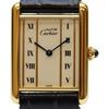 Cartier 82-95 925 Must Tank Vermeil LM White Dial QZ Leather Watches Black / goldUsed