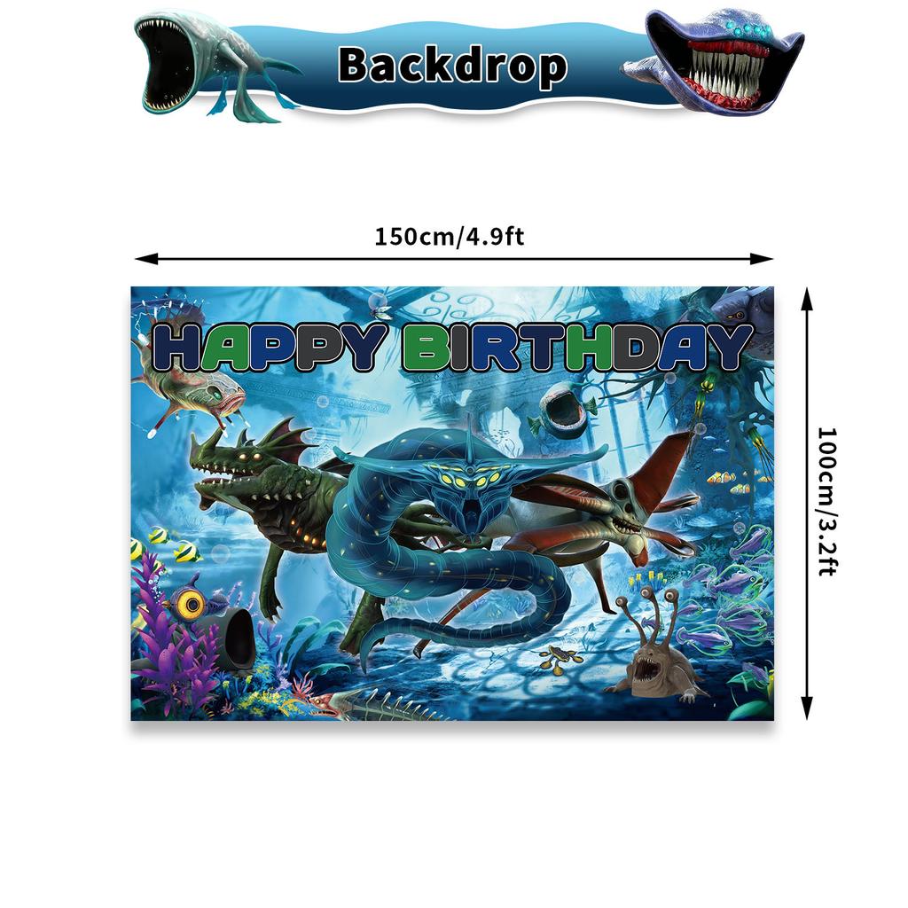 Bloop Sea Monster Birthday Party Decorations Gran Maja Subnautica Party Decorations Banner Cake Topper Cupcake Toppers Ballons