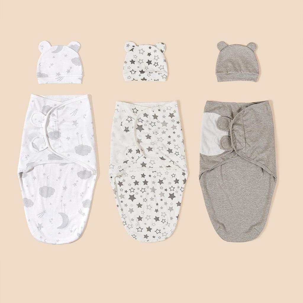 Pure Cotton Newborn Anti-Startle Swaddle & Blanket Set - Spring/Summer Baby Wrap