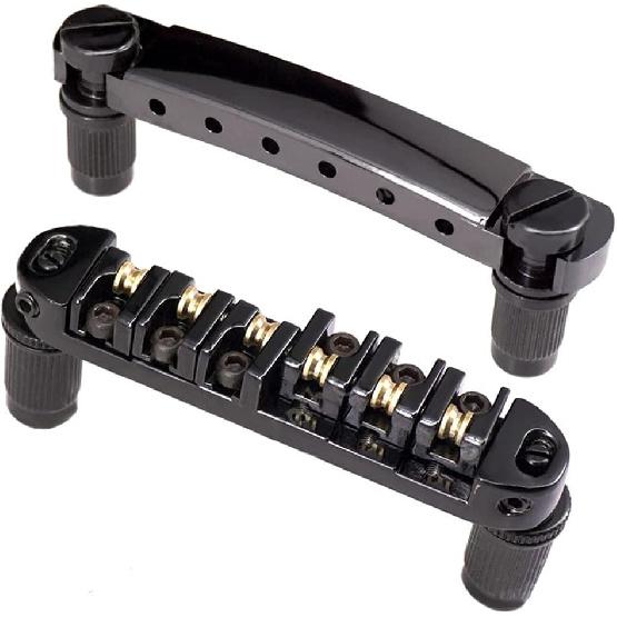 Roller Saddle Bridge ABR-1 Tune-o-matic Bridge Tailpiece Bridge For Les Paul Guitar (Black)