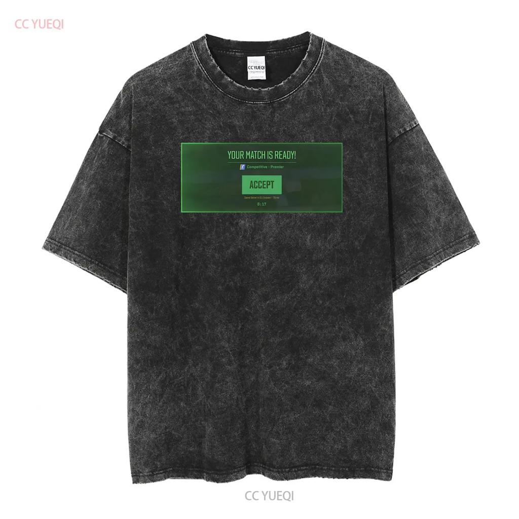CS2 Gotowy na Mecz Koszulka S XXXL Różne Kolory Darmowa Wysyłka Długi lub Krótki Rękaw Vintage Wypłukany Streetwear Lekko Casualowy
