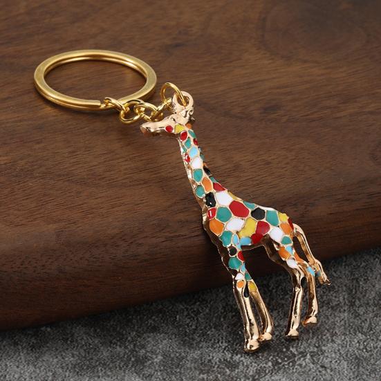 Keychain Pendant Zinc Alloy Texture Colorful Giraffe Charm Lightweight Portable Key Holder Backpack Bag Accessory
