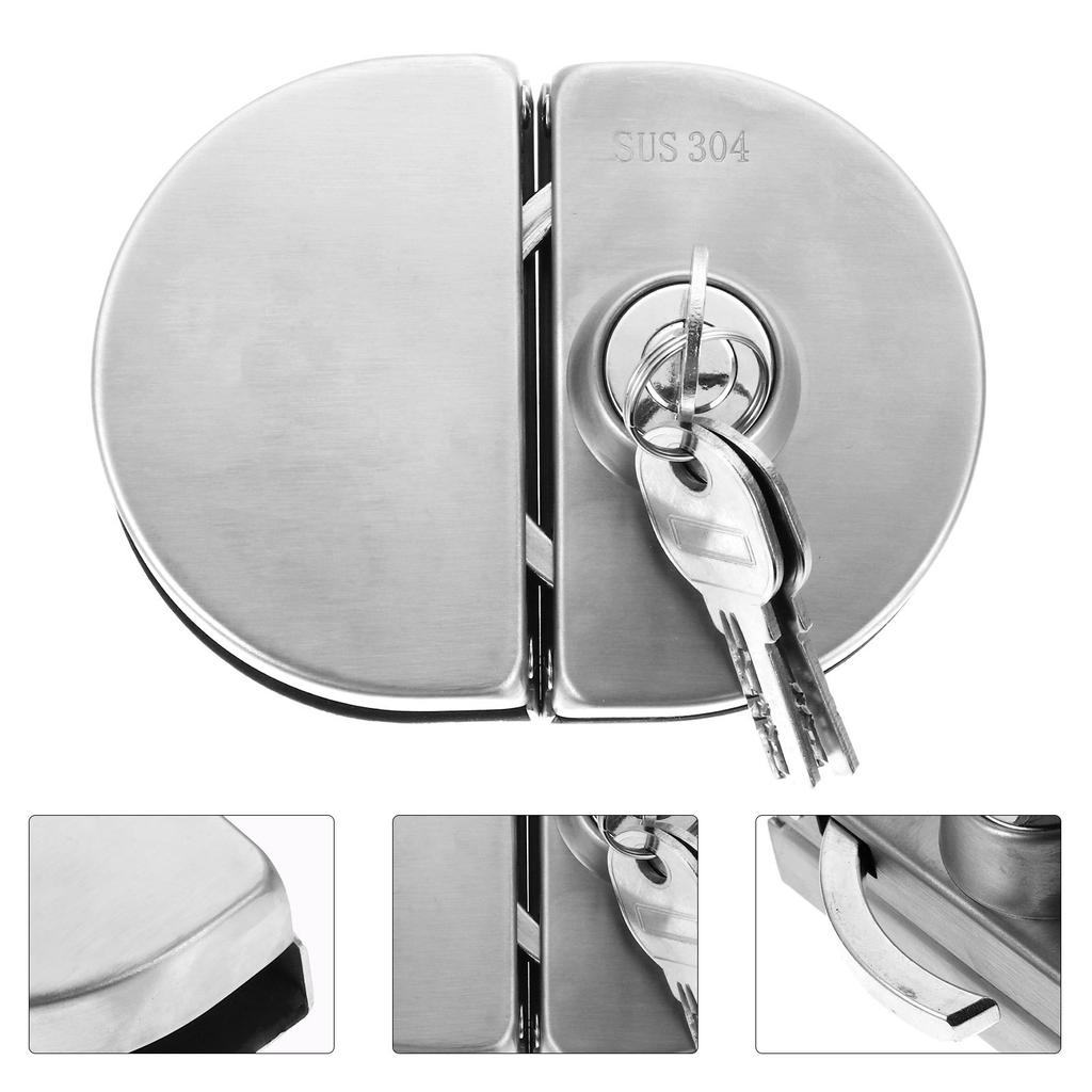Stainless Steel Double Bolt Glass Door Lock Fit 10-12Mm Thickened Tempered Doors Anti-Theft Safety Catch for Office Family