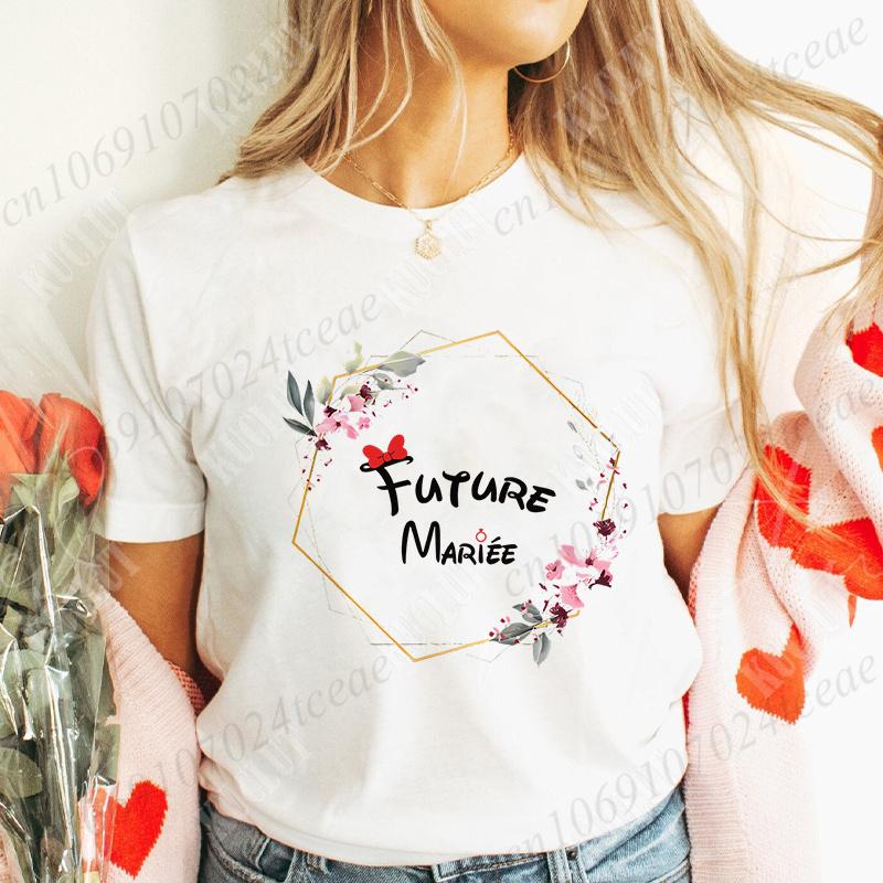 EVJF Future Bride T-shirt French Bridal Wedding Team Bride Tops Unisex Bachelorette Hen Party Tshirt Floral Bridesmaid Tees