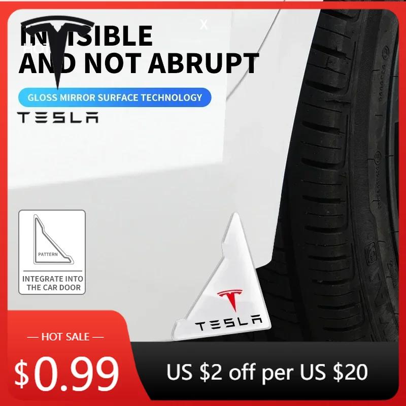 Car Sticker Tesla 2Pcs Car Logo Door Corner Covers Anti-Collision For Tesla Model 3 2021 S X Y Style Roadster Invader Coil Mod W