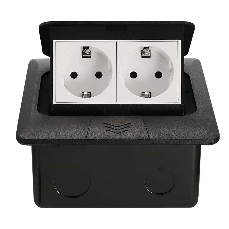 145 Aluminum Waterproof Floor Socket, Euro/French/British Standard Double Socket, Pop-up Design