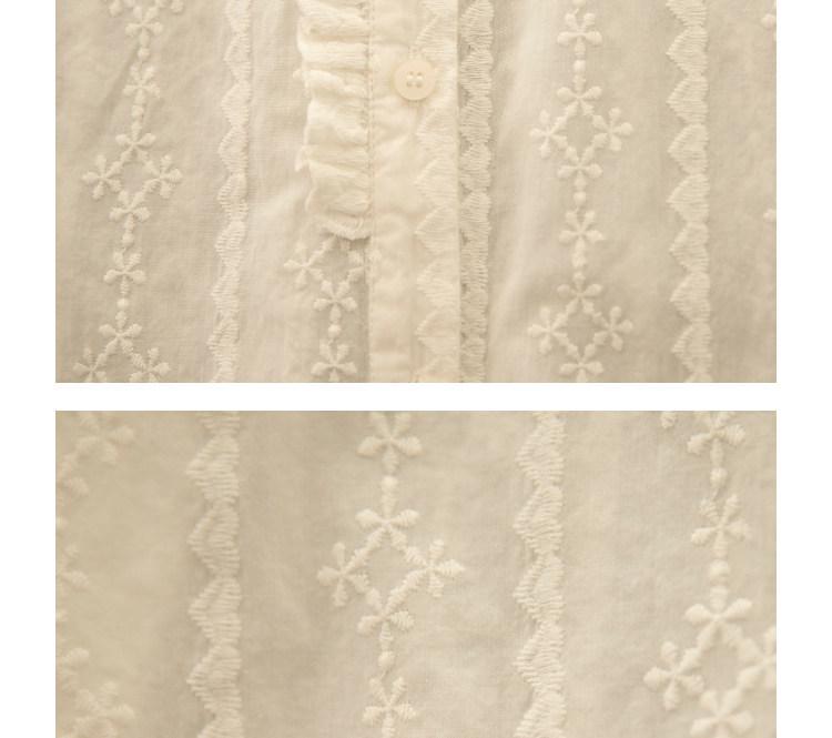 Korean Style Retro Evening Tea Embroidered Cotton Women's Shirt