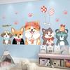 Cartoon Dog and Cat Wall Stickers Cute Pet Themed Bedroom Decor Creative Adhesive Wall Decals for Home and Shop