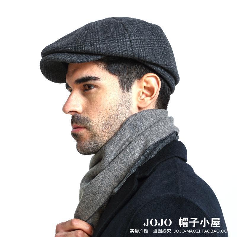 Men's Hat European and American Checkered Octagonal Hat Forward Hat Autumn and Winter Cap Painter Hat Newsboy