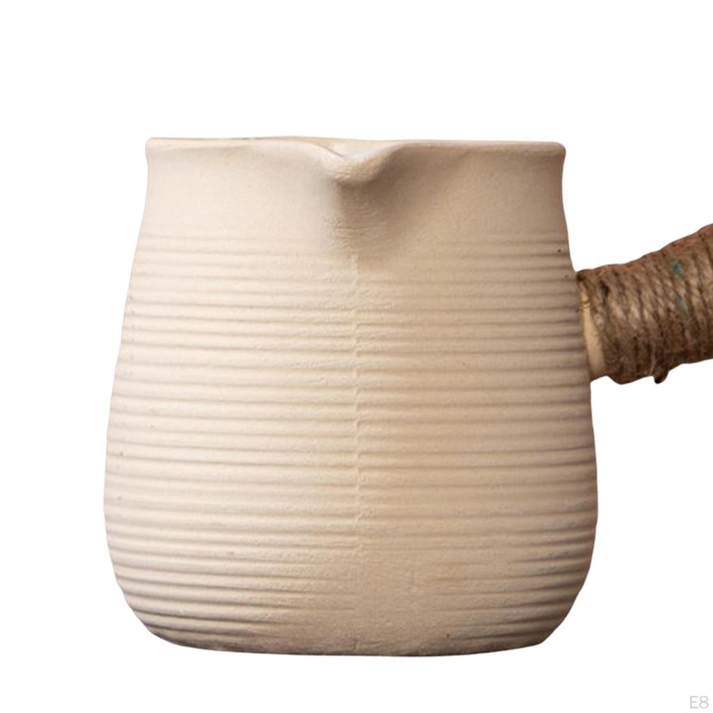 Ceramic Teapot Blooming and Loose Tea Kettle Maker with Rope Wrapped Handle for Boiling