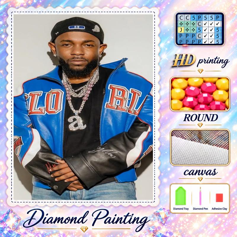 Kendrick Lamar Diamond Painting Kit 5D Full Drill DIY Diamond Mosaic Wall Art Home Decor