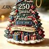 USA 250th Anniversary Commemorative Gifts Christmas Tree Pendant, Acrylic Memorial Hanging Ornament for American Patriotic Retro Flag Pendants