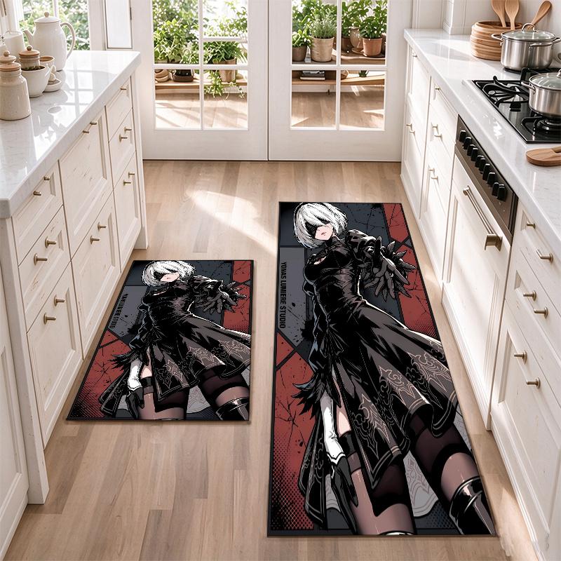Nie RAutomata Flannel Kitchen Floor Mat – Non-Slip, Absorbent and Easy to Clean Suitable for Kitchens, Entryways Bedroomsand Bathrooms