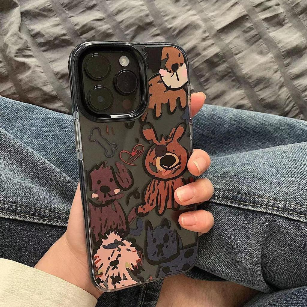 Japanese and Korean art graffiti dog application Apple 15ProMax mobile phone case 14 new 13Pro creative 12 soft transparent 7