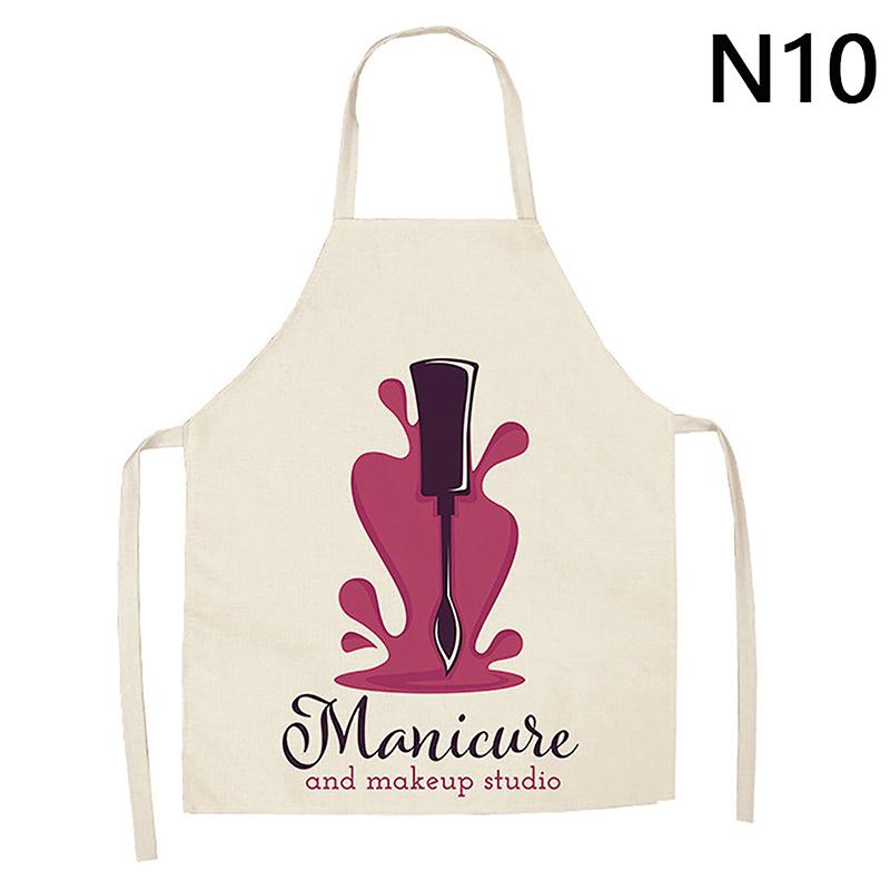 Nail Polish Lipstick Beauty Kitchen Women Apron Household Cleaning Cotton Linen Pinafore Salon Home Cooking Baking Adult Bib
