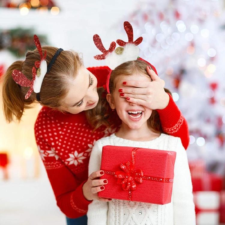 Cartoon Reindeer Headbands with Antlers and Ears Child's Christmas Hair Accessory Festive Hair Accessory for Kids