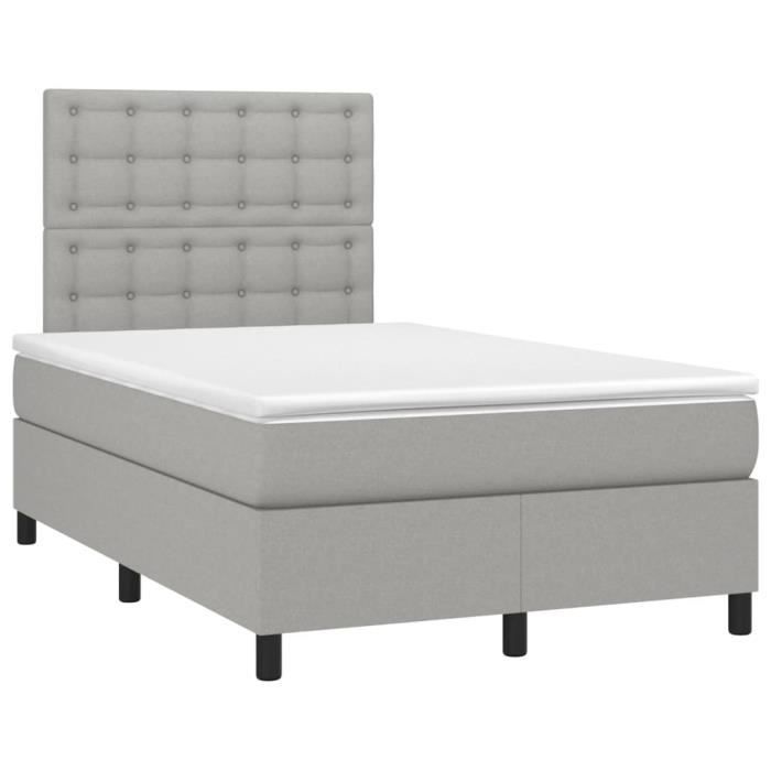 3142081 vidaXL Divan Bed with Mattress Light Grey 120x200cm Fabric