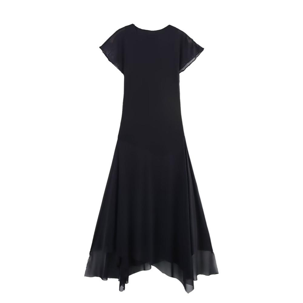 

Весна/Лето 2025 Женское приталенное платье без рукавов с асимметричным подолом Medium чёрный