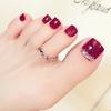 Wine Glossy False Toe Nails Fashion Square Short Full Cover 24PCS Fake Toenails