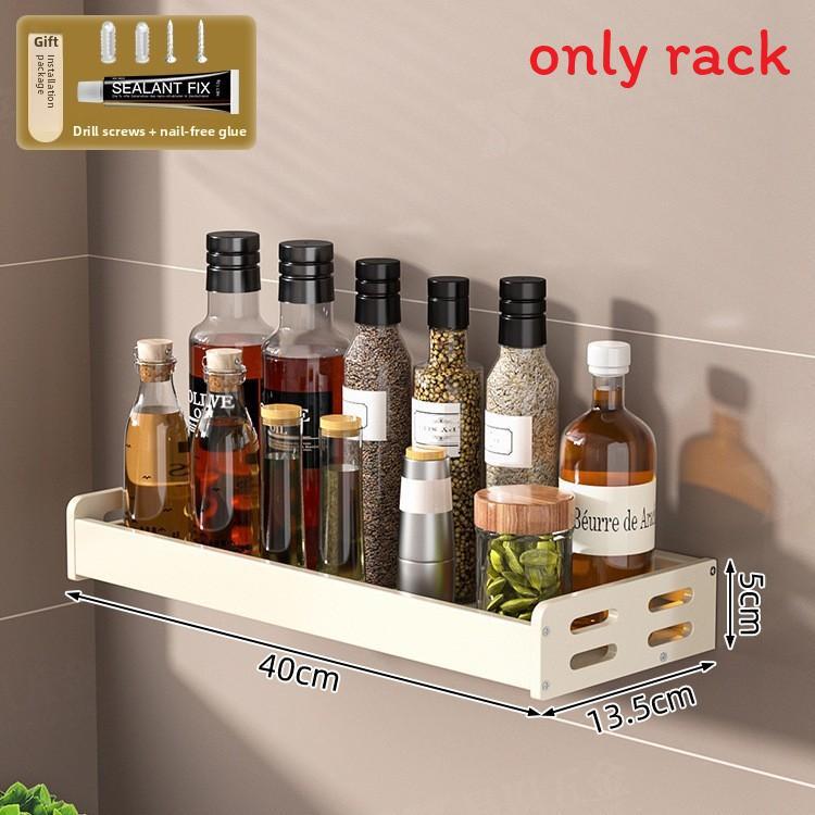 Modern White Aluminum Alloy Wallmounted Spice Rack With Multifunctional Storage For Kitchen Organization