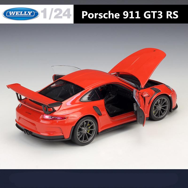 WELLY 1:24 Porsche 911 GT3 RS Alloy Sports Car Model Diecast Metal Track Racing Car Vehicles Model High Simulation Kids Toy Gift