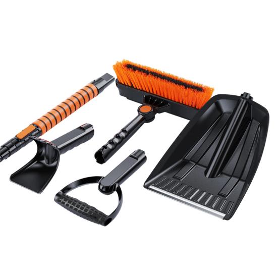 Pala de Nieve Rasqueta de Hielo 5 en 1 Cepillo de Nieve Multifuncional con Mango Retráctil Ergonómico