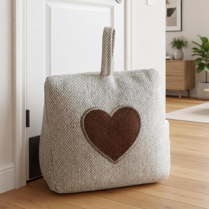 Fabric Door Stop with Sand Filled Weight Heart/Star Pattern , Decorative Door Rest for Bedroom, Study, and Entryway Indoor Daily Use