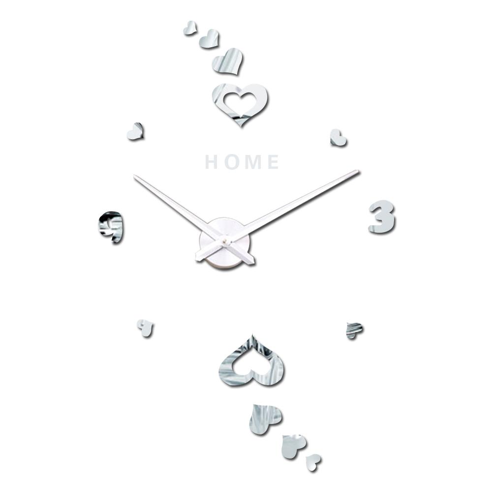 

Love Hearts Цифровые настенные часы кварцевые кухонные большие часы 3D DIY Зеркальные наклейки Большие настенные часы для дома английские буквы подарок 24inch серебряный