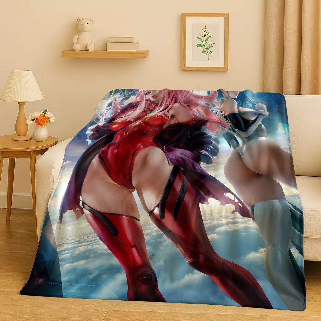 Manta de Franela Sexy 3D de Chica Zero Two DARLING in The FRANXX, Manta de Felpa Suave y Cálida para Hogar, Dormitorio, Cama, Sofá, Oficina