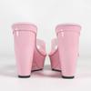 Women's Black Peep Toe Mule Sandals, Patent Leather High Heel Slip On Slippers, Platform Waterproof Backless Dress Party Shoes