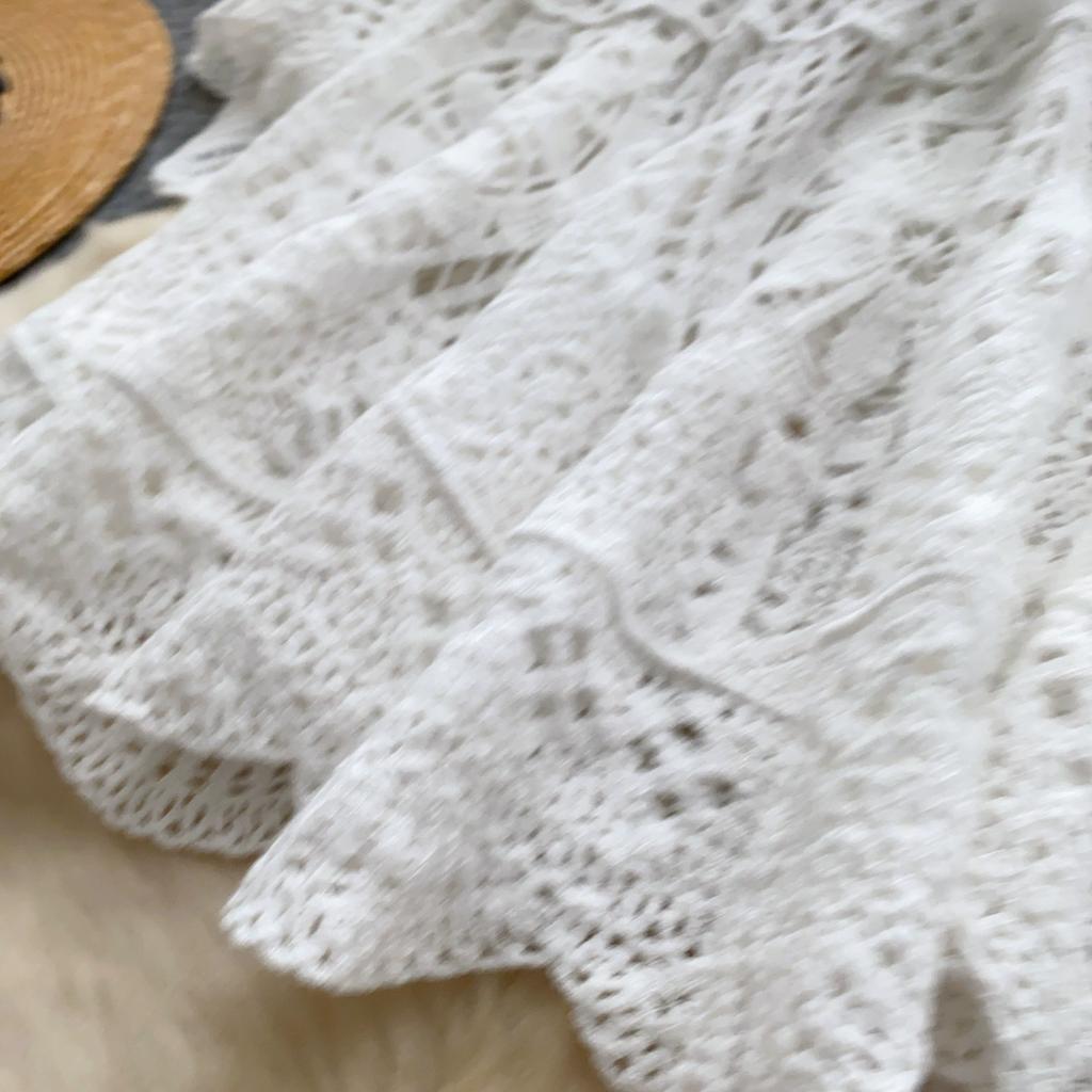Dimanaf 2025 New Tees Summer Women Beach T-Shirt Basic Fashion Tops Lace Tees Casual Loose White