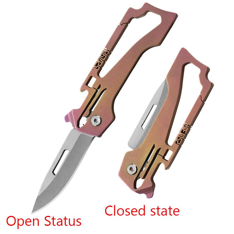 Kitchen Knife High Hardness Pocket Knife Multifunctional Folding Knife Key Chain Mini Titanium Alloy EDC Knife Peeling Knife