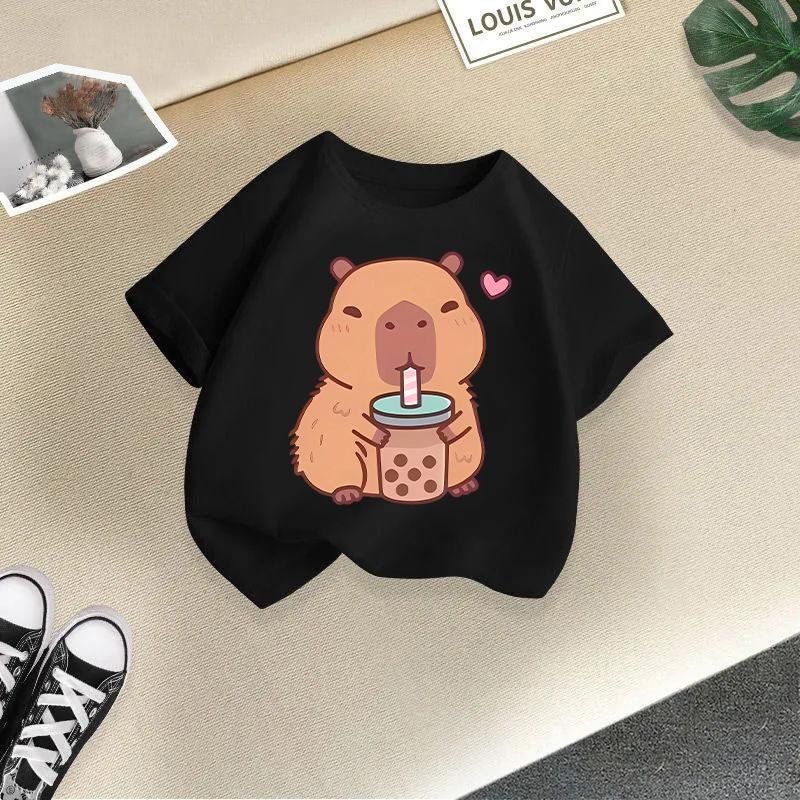 Dětské tričko Dětské 100% tričko Dětské tričko Kapybara Potištěné topy Tričko Chlapci Dívky Dětské tričko 2-13L