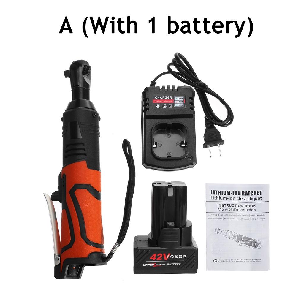 

Электрический ключ 3/8 дюйма, аккумуляторная трещотка, 42 В, 90 Нм, угловой гаечный ключ, инструмент с зарядным устройством 1/2 1 battery