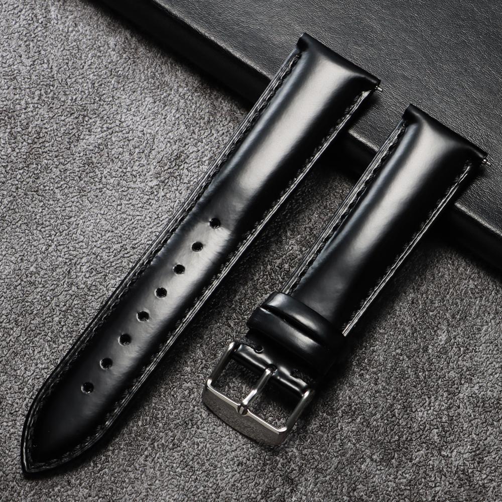 20mm 22mm Universal Oiled Leather Watch Band Quick Release Bracelets Brown Black Genuine Leather Strap for Samsung Watch 7/6/5/4