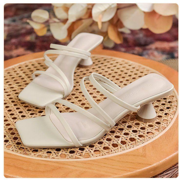 Fashion Glamorous Black Square - Toe Mules with Crisscross Straps - Luxurious, On - Trend, and In Demand