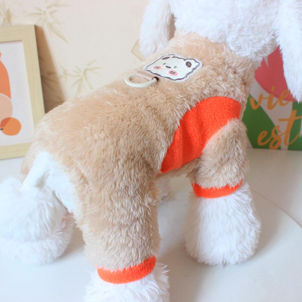 Dog clothes, autumn and winter clothes, new pet clothing can be towed, thickened bear four-legged velvet clothes, pet supplies