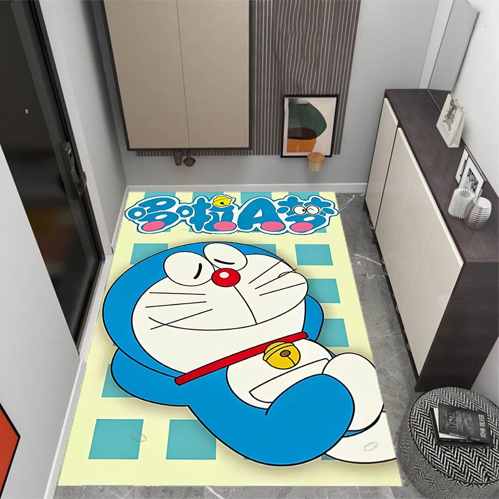 Doraemon Heart Adventure Themed Anti-Slip Rugs - Polyester Home Decor, Suitable for Bedrooms, Living Rooms, Doorways, Studios, and Decorations
