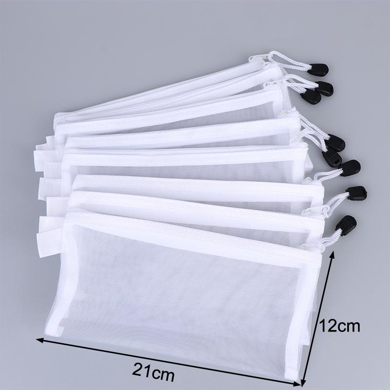 8Pcs Zipper Mesh Bags, 3 Sizes, Zipper Mesh Bags, Waterproof Clear Travel Bags, Office Supplies Document Bags With Zipper