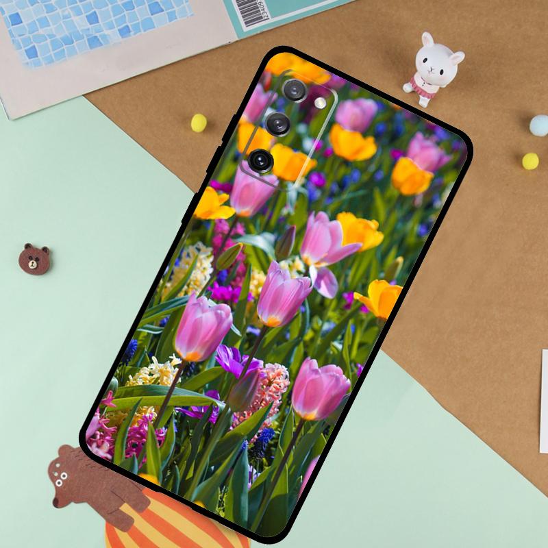 Spring Tulips Flower Case For Samsung Galaxy S23 S22 Ultra S21 S20 FE S8 S9 S10 Note 10 Plus Note 20 Ultra Cover